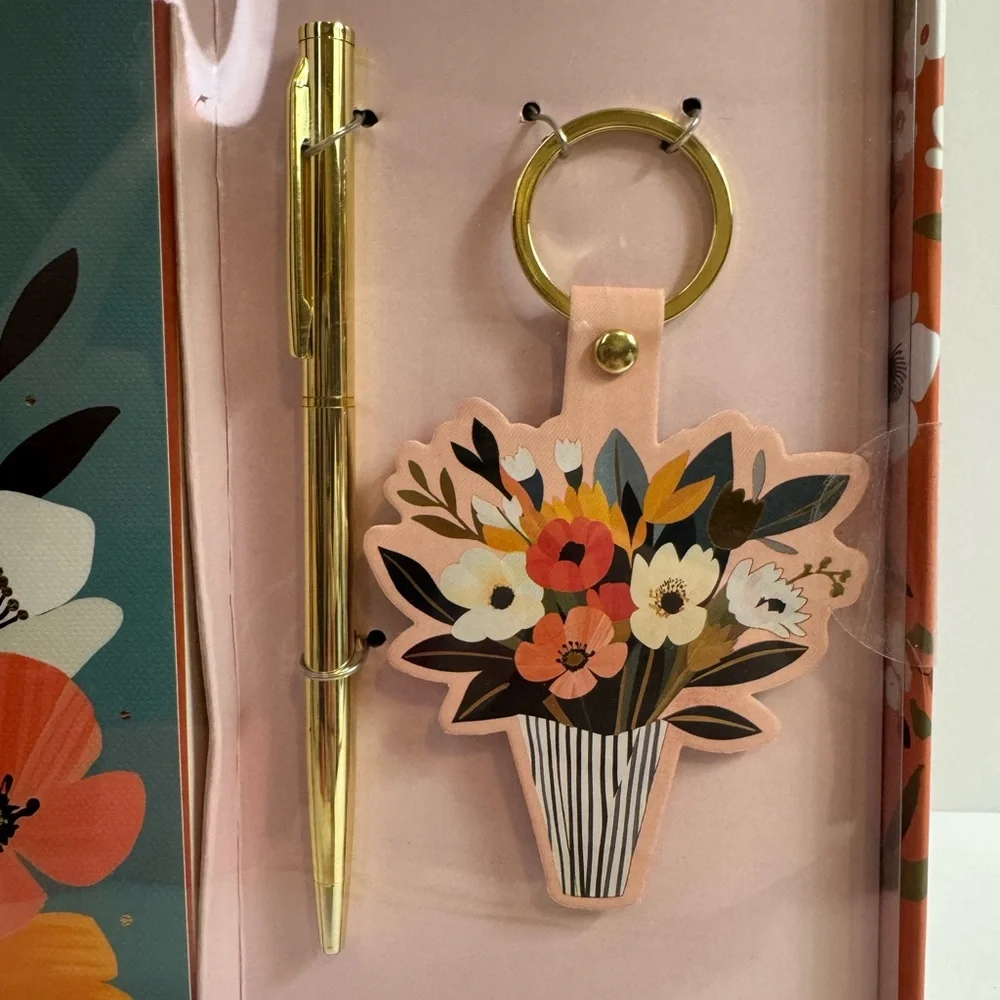 Curated Goods Floral Stationery Set with Pen and Keyring